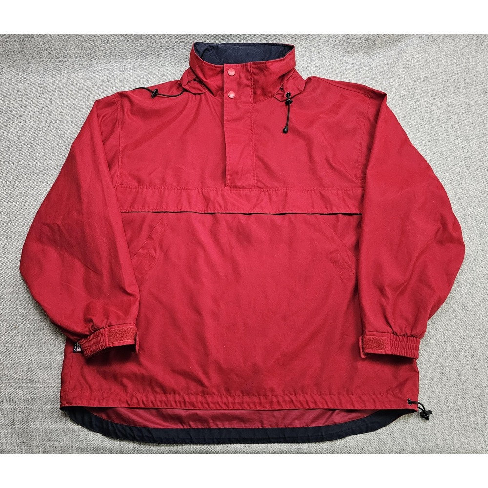 Ralph Lauren Jacket Mens Large Red Hooded Anorak Pullover Outdoor Chaps Y2K